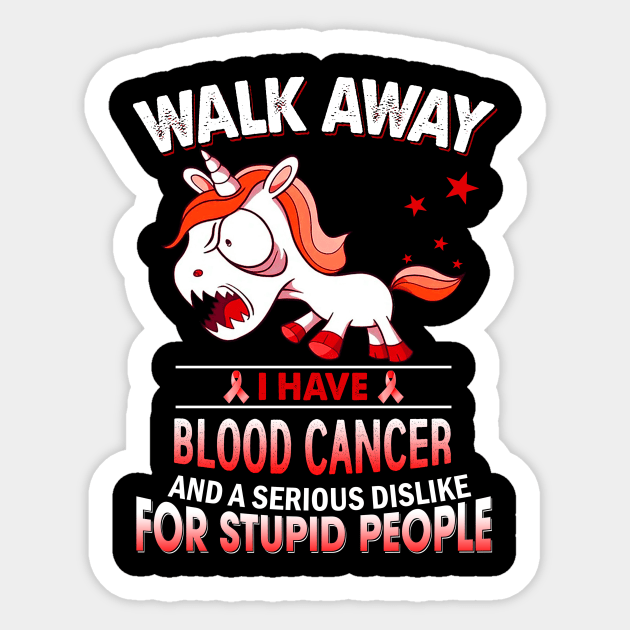 funny blood cancer grumpy unicorn warrior Sticker by TeesCircle